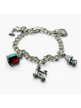 Vintage 1960s Nautical Charm Bracelet Dolphin Compass Lantern Anchor